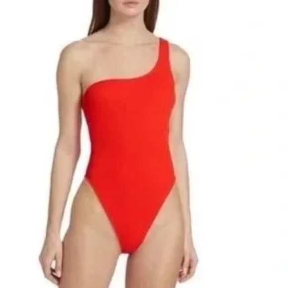 NWT Good American Always Fits One Shoulder Textured One Piece Swimsuit - Picture 3 of 13